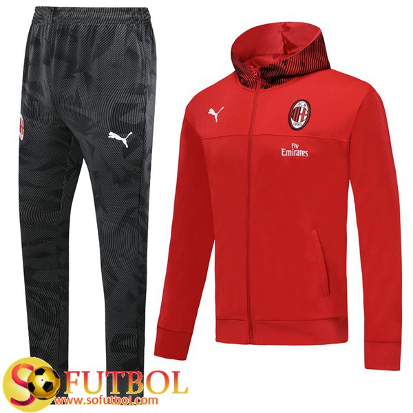 La Versión Tailandesa  Chandal de Milan AC Ninos Roja/Negro 2019/20 /  Chaqueta y Pantalon Entrenamiento