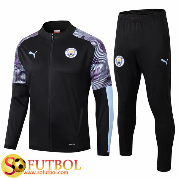 AAA calidad tailandesa Chandal de Manchester City Negro 2019 20 Chaqueta y Pantalon Entrenamiento