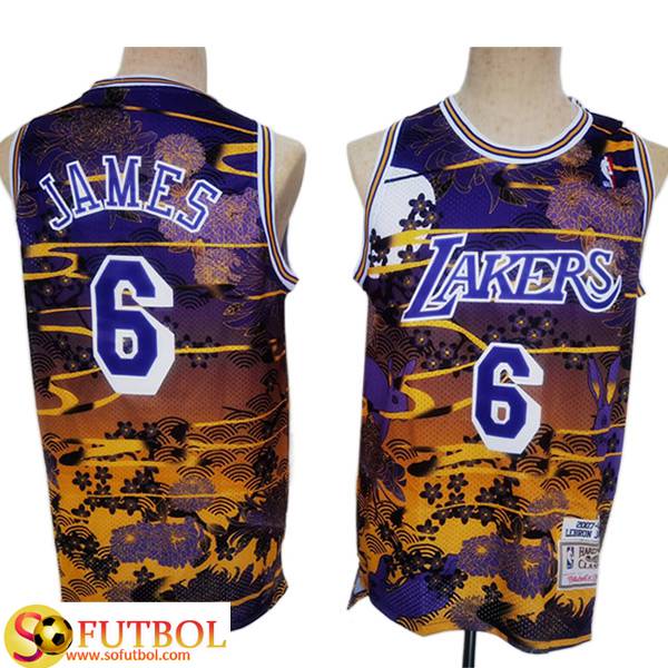 Camiseta Los Lakers NBA LeBron James Violeta