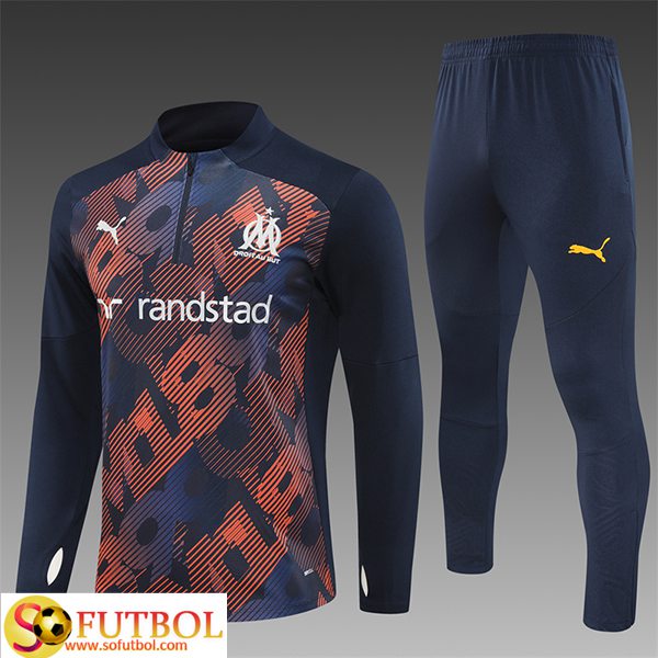 Chandal Futbol Marsella OM Ninos Azul 2020 21 Sudadera y Pantalon Entrenamiento